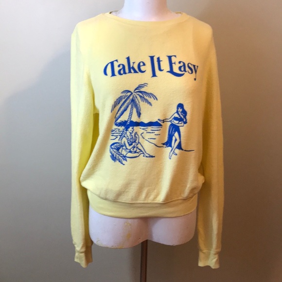 Wildfox Tops - NWOT Wildfox  jumper Take It Easy Small yellow